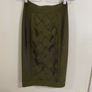House Of CB Bandage Skirt Size Small Midi Bodycon Pencil Raive Khaki Green NWT